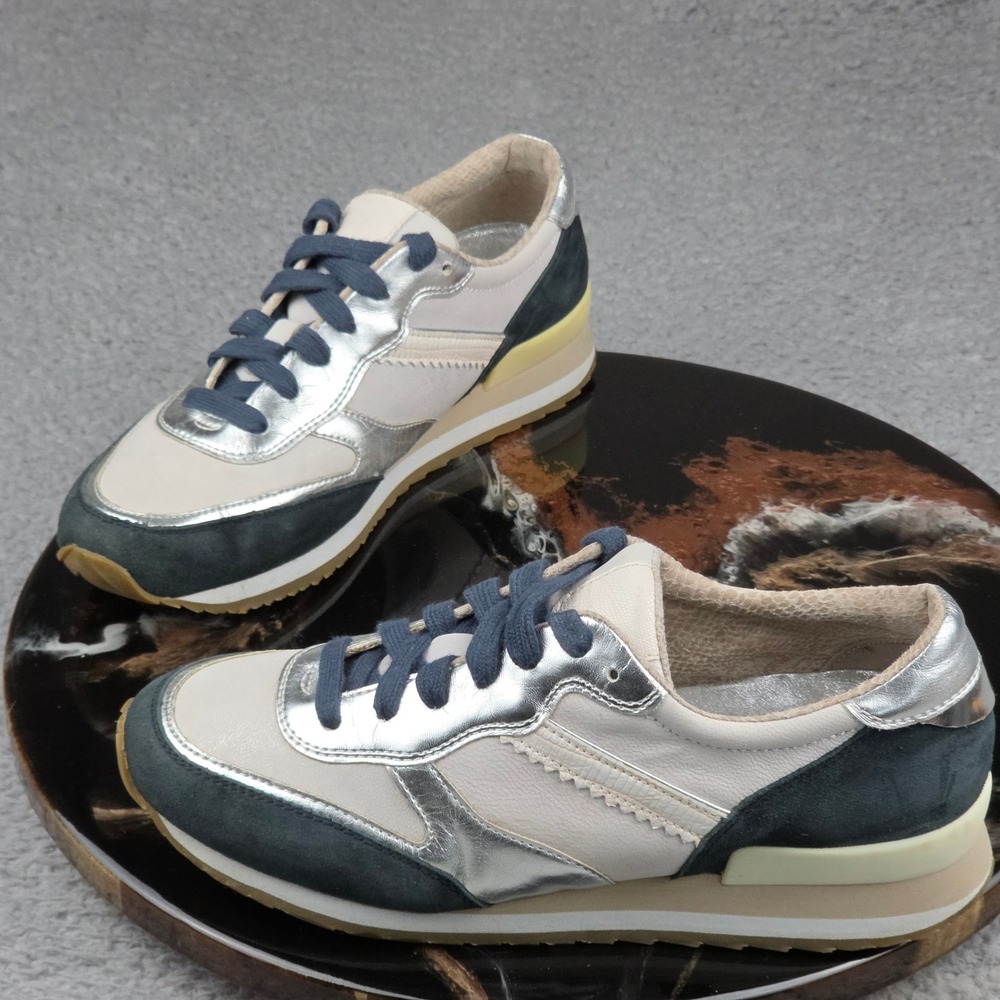 R Lararde Gill Women's Sneakers Athletic Shoes Silver Beige Blue Suede size 39